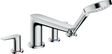 Hansgrohe Talis E 4-hole chrome rim-mounted bath mixer with single lever handle and handheld showerhead