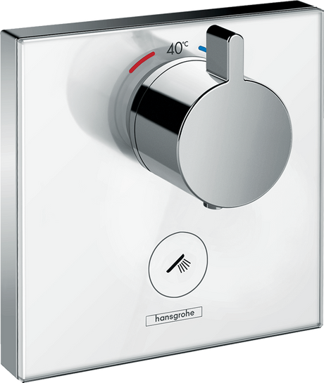 Hansgrohe ShowerSelect Glass Thermostatic Mixer Highflow For Concealed Installation For Multiple Outlets - White/Chrome - 15735400