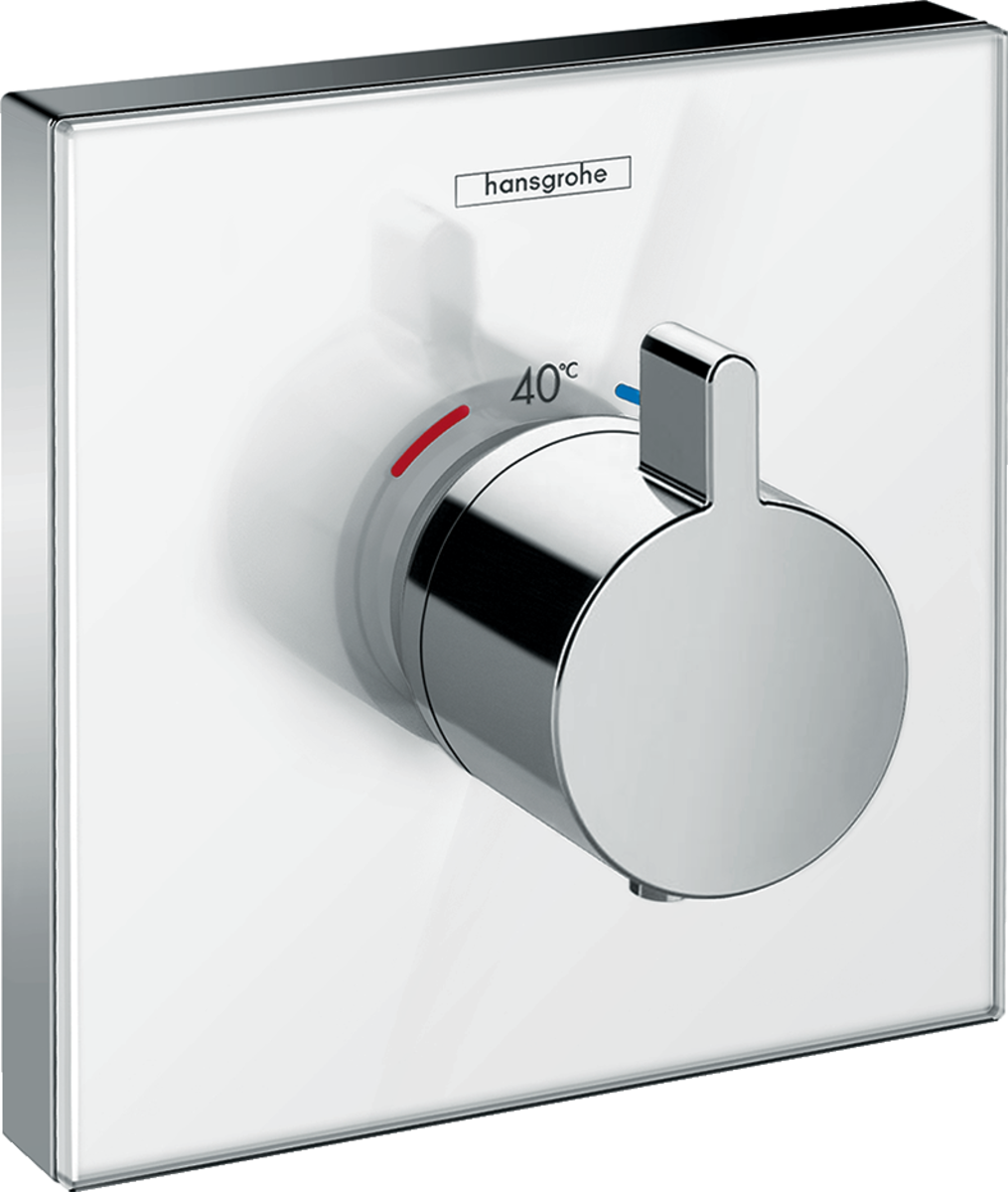 Hansgrohe ShowerSelect Glass Thermostatic Mixer Highflow For Concealed Installation - White/Chrome - 15734400