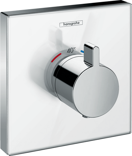 Hansgrohe ShowerSelect Glass Thermostatic Mixer Highflow For Concealed Installation - White/Chrome - 15734400