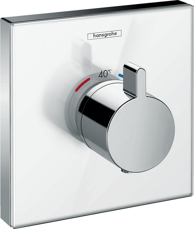 Hansgrohe ShowerSelect Glass Thermostatic Mixer Highflow For Concealed Installation - White/Chrome - 15734400
