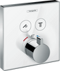 Hansgrohe ShowerSelect Glass Thermostatic Mixer For Concealed Installation For 2 Outlets - White/Chrome - 15738400