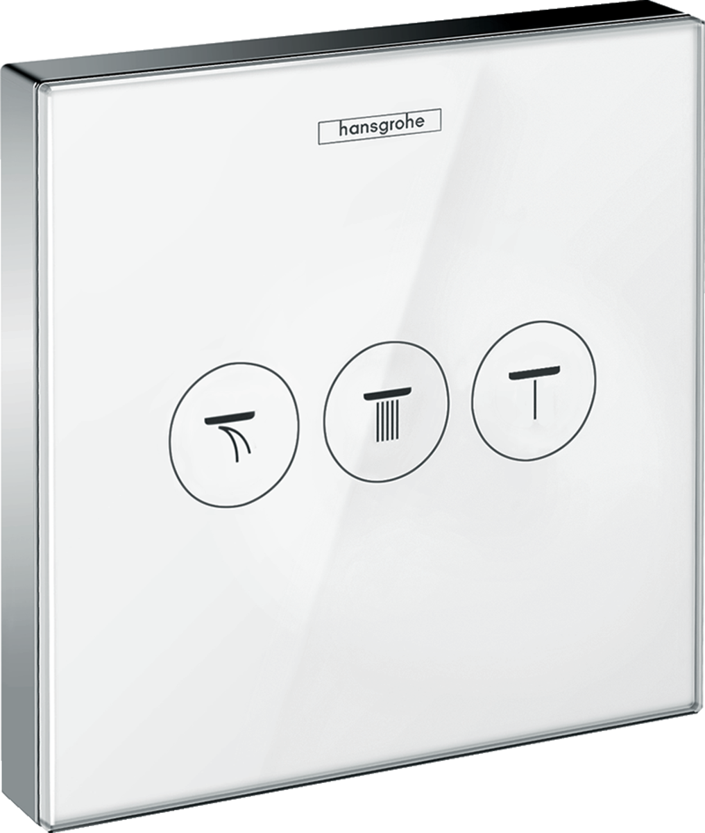 Hansgrohe ShowerSelect Glass Valve For Concealed Installation For 3 Outlets - White/Chrome - 15736400