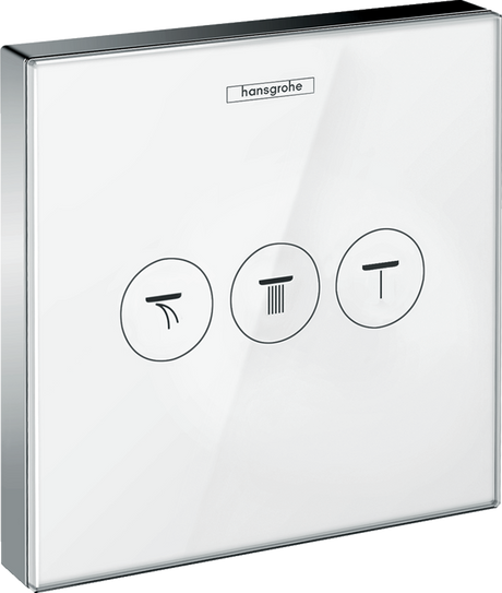 Hansgrohe ShowerSelect Glass Valve For Concealed Installation For 3 Outlets - White/Chrome - 15736400