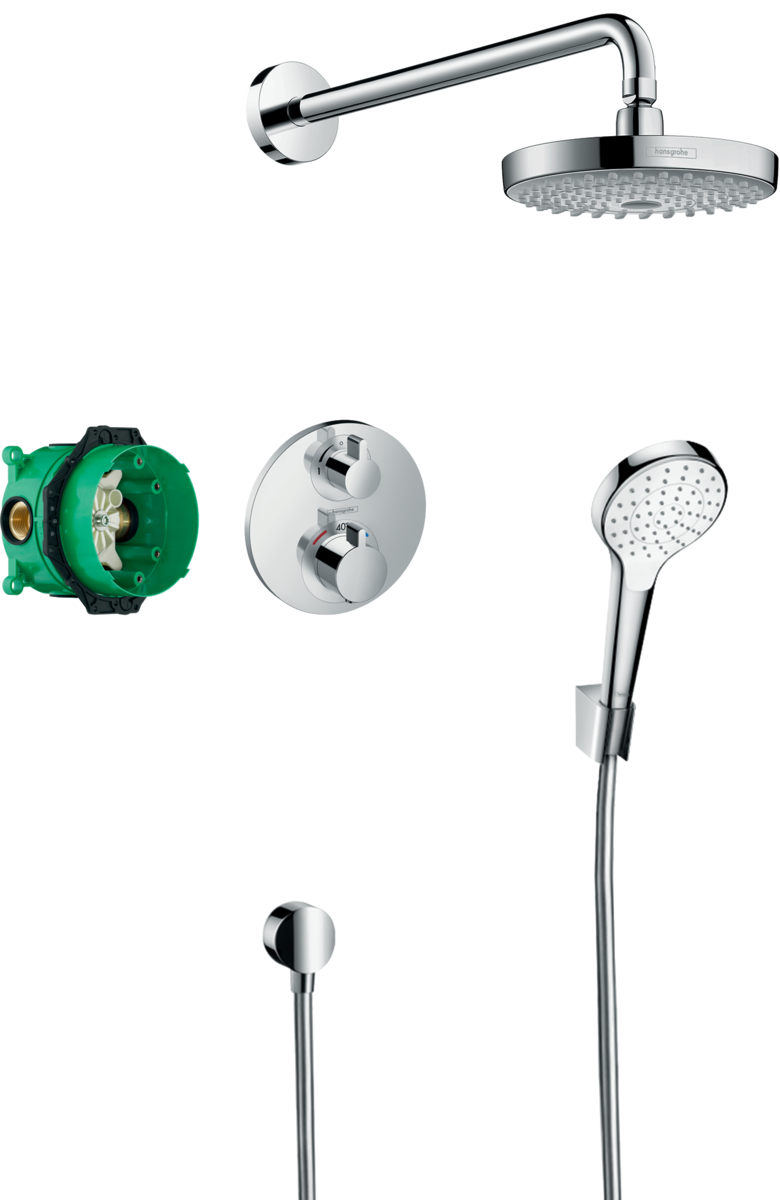Hansgrohe Croma Select S Shower System With Ecostat S Thermostatic Mixer For Concealed Installation - Chrome - 27295000