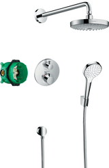 Hansgrohe Croma Select S Shower System With Ecostat S Thermostatic Mixer For Concealed Installation - Chrome - 27295000