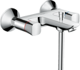 Hansgrohe Logis 2-handle manual bath mixer in chrome for exposed installation with precise temperature control