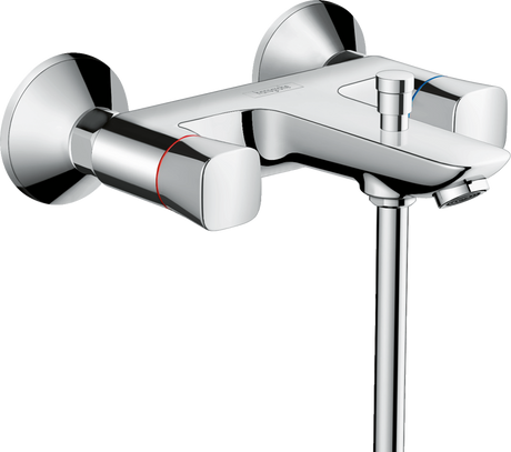Hansgrohe Logis 2-handle manual bath mixer in chrome for exposed installation with precise temperature control