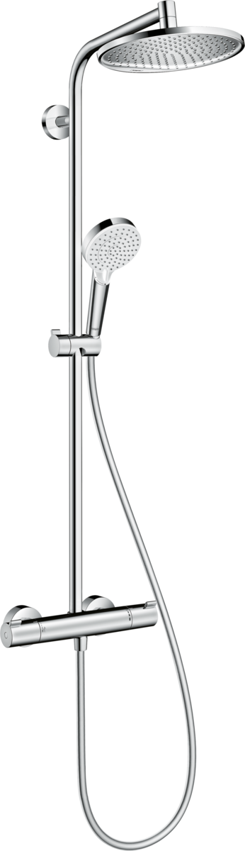 Hansgrohe Crometta S Showerpipe 240 1jet Ecosmart With Thermostatic Shower Mixer - Chrome - 27268000