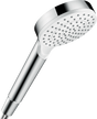 Hansgrohe Crometta Hand Shower 100 1jet EcoSmart white and chrome with soft rain spray and QuickClean technology.