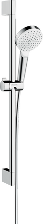 Hansgrohe Crometta Shower Set 100 1jet Ecosmart 9 L/min With Shower Rail 650mm - White/Chrome - 26535400