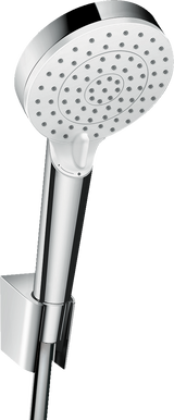 Hansgrohe Crometta Shower Set with adjustable holder and 1250mm chrome shower hose designed for versatile spray modes and eco-friendly water saving.
