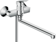 Hansgrohe Logis chrome single lever wall-mounted bath mixer with long spout and sleek modern design