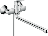 Hansgrohe Logis chrome single lever wall-mounted bath mixer with long spout and sleek modern design