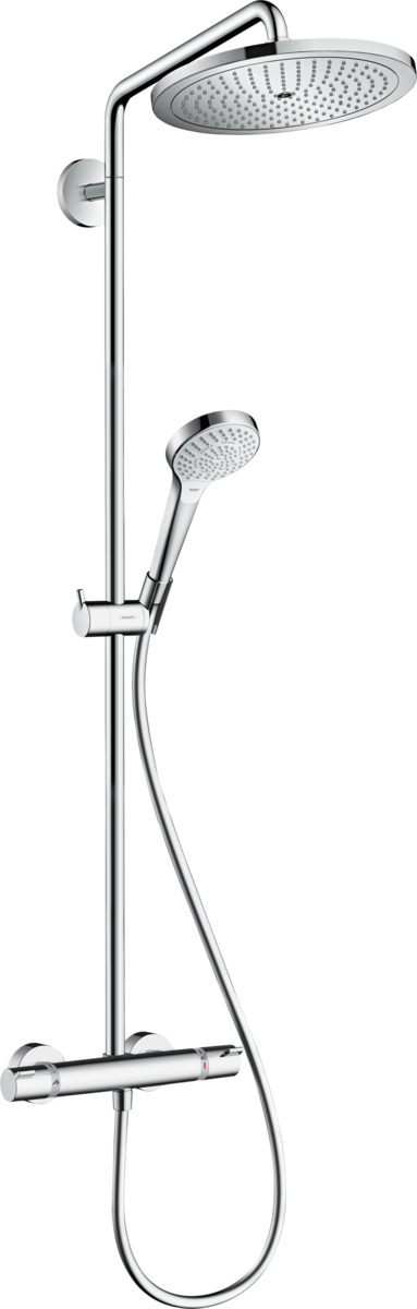 Hansgrohe Croma Select S Showerpipe 280 1jet Ecosmart 9 L/min With Thermostatic Shower Mixer - White/Chrome - 26794000