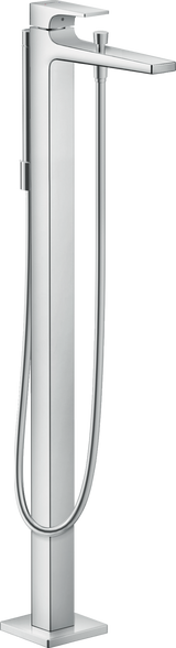 Hansgrohe Metropol chrome floor-standing single lever bath mixer with handheld shower and sleek modern design