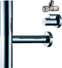 Hansgrohe Bottle Trap Flowstar in polished chrome with adjustable angle valves for bathroom plumbing.