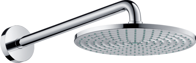 Hansgrohe Raindance S chrome overhead shower with 240mm wide rain shower head and shower arm.