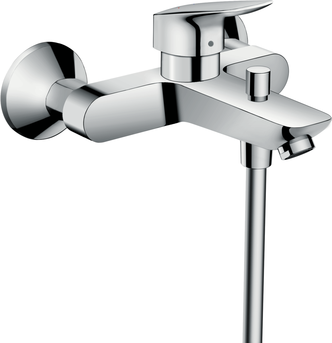 Hansgrohe Logis Single Lever chrome bath mixer with exposed installation and dual flow rates