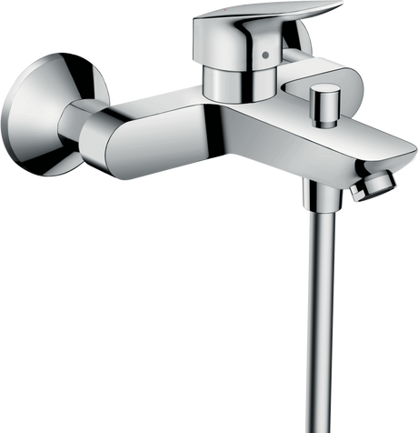 Hansgrohe Logis Single Lever chrome bath mixer with exposed installation and dual flow rates