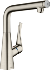 Hansgrohe Metris Select M71 Single Lever Kitchen Mixer 320 Single Spray Mode - Stainless Steel - 14883800