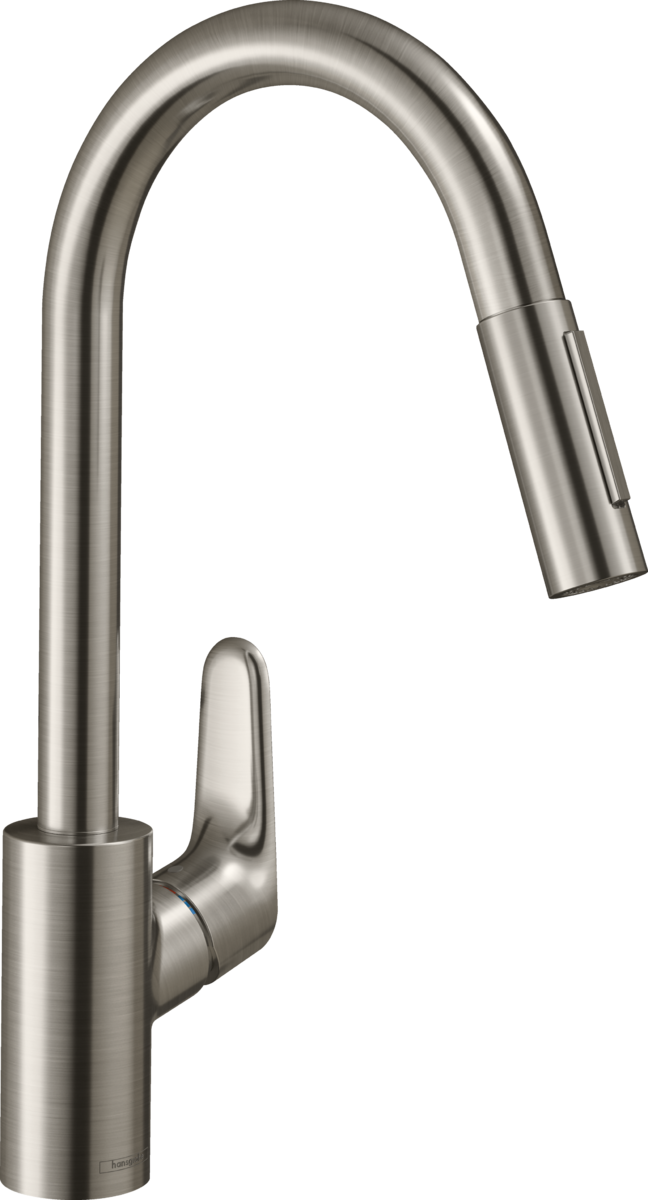 Hansgrohe Focus M41 Single Lever Kitchen Mixer 240 Eco With Pull-out Spray 2 Spray Modes - Stainless Steel - 31833800