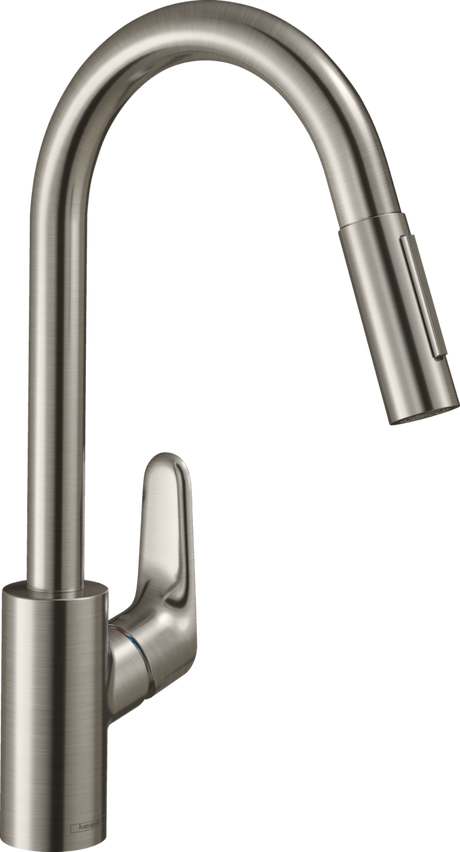 Hansgrohe Focus M41 Single Lever Kitchen Mixer 240 Eco With Pull-out Spray 2 Spray Modes - Stainless Steel - 31833800