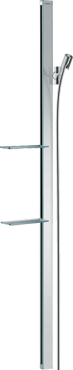 Hansgrohe Unica Shower Rail E 1500 mm With Isiflex Shower Hose 1600 mm And Shelves - Chrome - 27645000