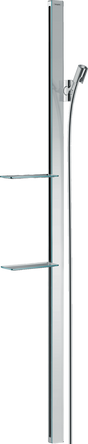 Hansgrohe Unica Shower Rail E 1500 mm With Isiflex Shower Hose 1600 mm And Shelves - Chrome - 27645000