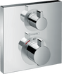 Hansgrohe Ecostat Square thermostatic mixer in chrome for concealed installation with dual control knobs and precise temperature adjustment