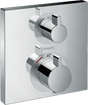 Hansgrohe Ecostat Square thermostatic mixer with dual outlet control and chrome finish for concealed installation