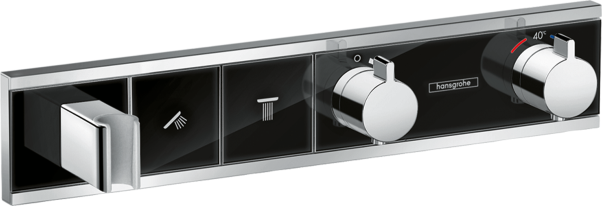 Hansgrohe Rainselect Thermostatic Mixer For Concealed Installation For 2 Outlets - Black/Chrome - 15355600
