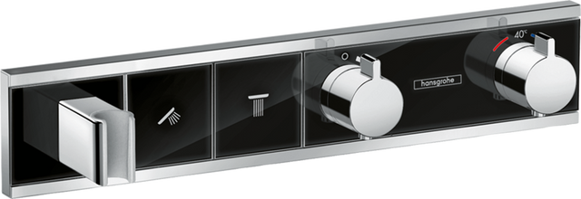 Hansgrohe Rainselect Thermostatic Mixer For Concealed Installation For 2 Outlets - Black/Chrome - 15355600