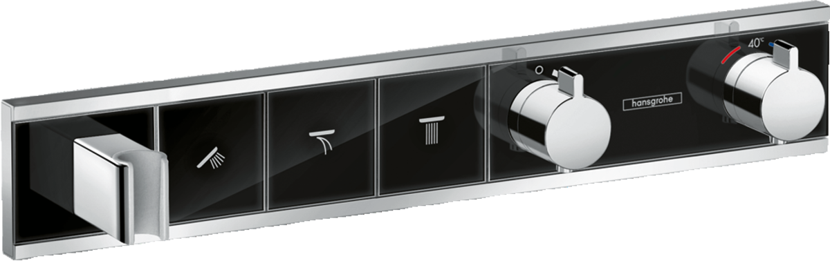 Hansgrohe Rainselect Thermostatic Mixer For Concealed Installation For 3 Outlets - Black/Chrome - 15356600