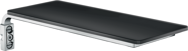 Hansgrohe Casetta Soap Dish E in black and chrome with sleek rectangular design and wall-mount bracket.