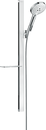Hansgrohe Raindance Select S Shower Set 120 3jet With Unica'e Shower Rail 90 Cm And Shelf - White/Chrome - 27648400