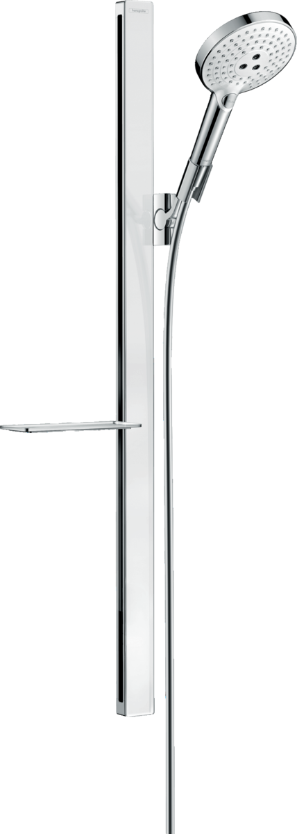 Hansgrohe Raindance Select S Shower Set 120 3jet With Unica'e Shower Rail 90 Cm And Shelf - White/Chrome - 27648400