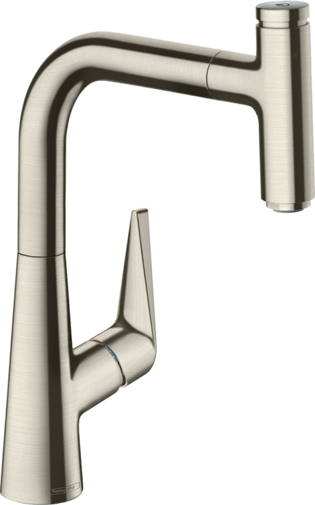 Hansgrohe Talis Select M51 Single Lever Kitchen Mixer 220 With Pull-out Spout Single Spray Mode - Stainless Steel - 72822800