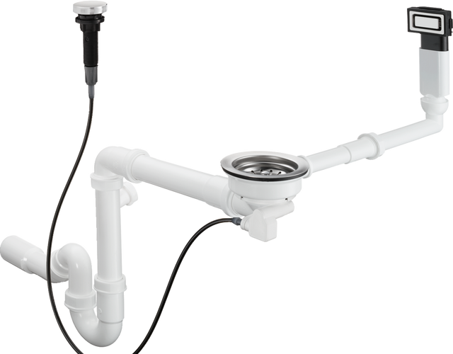 Hansgrohe Automatic Waste And Overflow Set For Single Bowl - Stainless Steel - 43931800