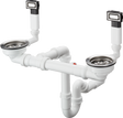 Hansgrohe Manual Waste And Overflow Set For Double Bowl - Stainless Steel - 43922800