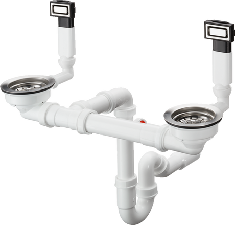 Hansgrohe Manual Waste And Overflow Set For Double Bowl - Stainless Steel - 43922800