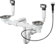 Hansgrohe Automatic Waste And Overflow Set For Double Bowl - Stainless Steel - 43932800