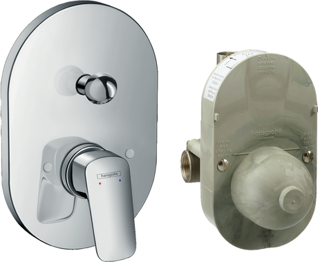 Hansgrohe Logis Manual Bath Mixer Set with chrome single lever and concealed installation body