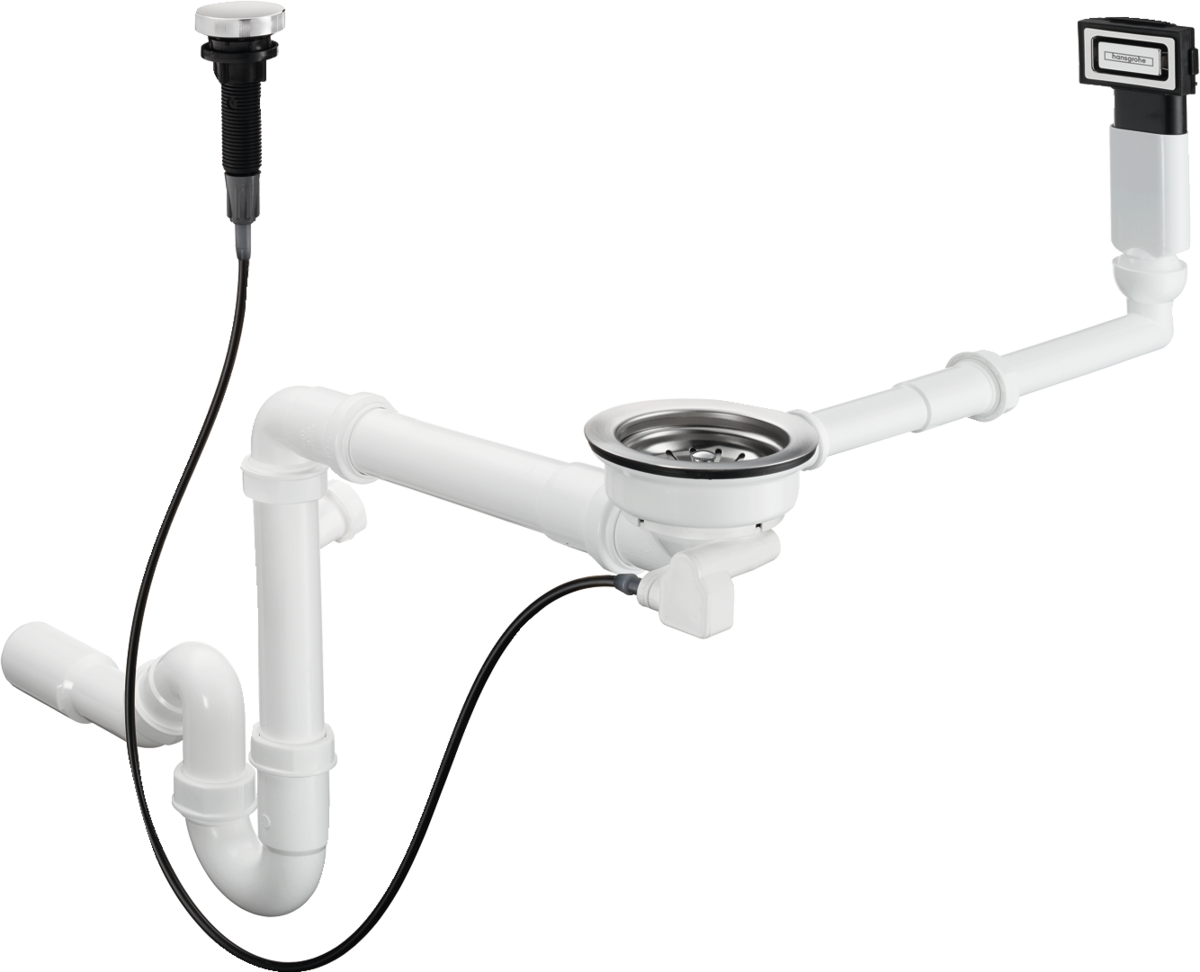 Hansgrohe D16-11 Automatic Waste And Overflow Set For Single Bowl Granite - Chrome - 43937000