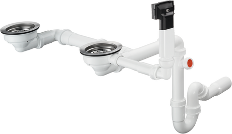 Hansgrohe D17-10 Manual Waste And Overflow Set For Double Bowl Granite - Chrome - 43928000