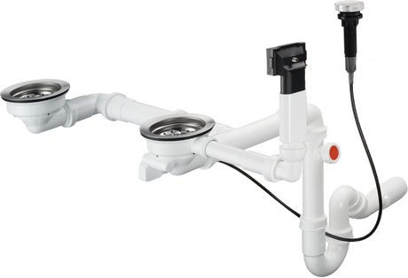 Hansgrohe D17-11 Automatic Waste And Overflow Set For Double Bowl Gran
