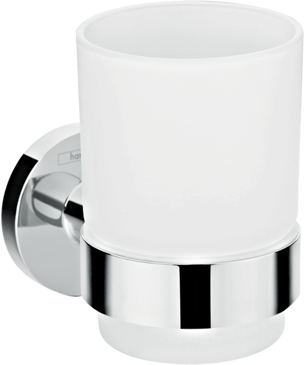 Hansgrohe Logis Universal toothbrush tumbler with chrome holder and white cup for bathroom wall mounting