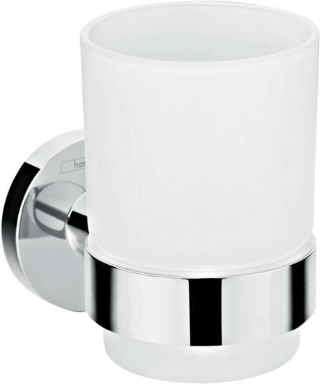 Hansgrohe Logis Universal toothbrush tumbler with chrome holder and white cup for bathroom wall mounting