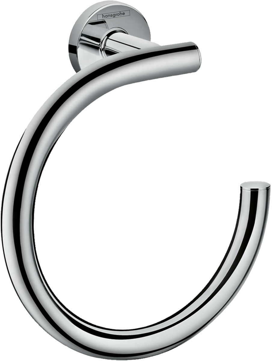 Hansgrohe Logis Universal Towel Ring in chrome finish with solid brass construction and sleek modern design