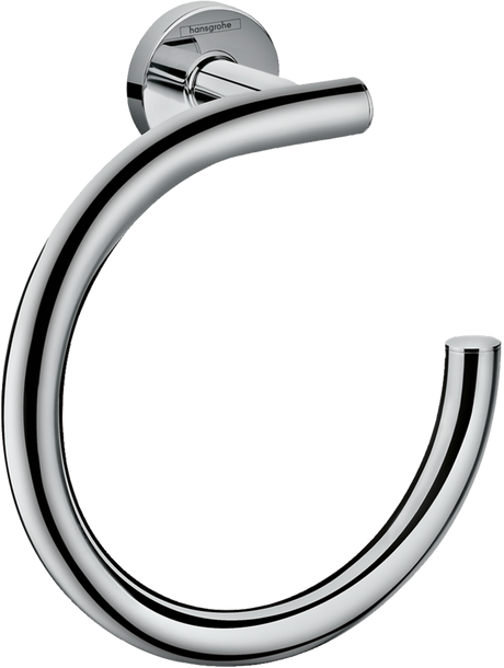 Hansgrohe Logis Universal Towel Ring in chrome finish with solid brass construction and sleek modern design